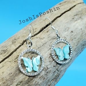 Silver handmade acrylic butterfly earrings